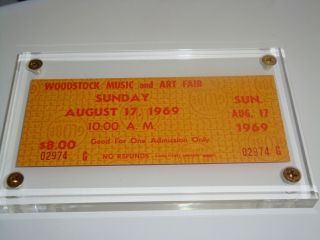 Woodstock 1969 Sunday Ticket Lucite Case Jimi Hendrix Janis Joplin Usa