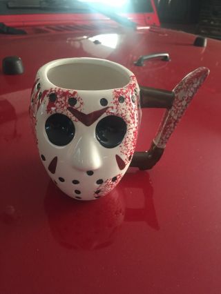 Friday The 13th Jason Voorhees Mask With Knife Ceramic Sculpted Mug 20oz.