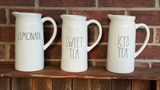 Rae Dunn Iced Tea,  Sweet Tea,  Lemonade Pitchers Ll Htf Set Of 3 Rare Nwt