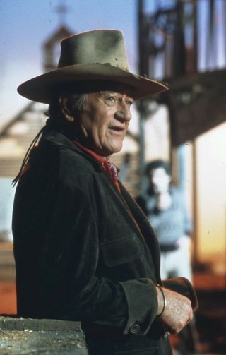 John Wayne Iconic Western Pose Portrait Photo On Tv Set 1974 35mm Slide