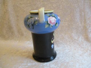 Rare Vintage Hand Painted Nippon Porcelain Morimura Bros Black/Blue Unusual Vase 4