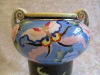 Rare Vintage Hand Painted Nippon Porcelain Morimura Bros Black/Blue Unusual Vase 8