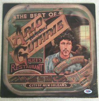 ARLO GUTHRIE Signed BEST OF Vinyl Record LP Album PSA DNA Alice ' s Restaurant 4
