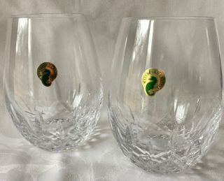 Nwt,  2 Waterford Crystal Lismore Noveau Deep Red Wine Glasses,  Stemless