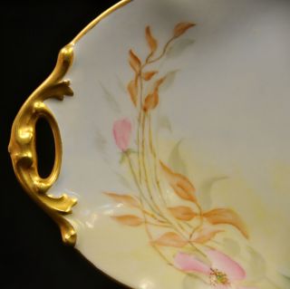 Limoges Bernardaud B&Co Oval Large Platter Artist HWL Pink Roses Gold 1900 - 1914 3