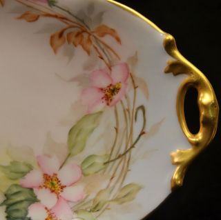 Limoges Bernardaud B&Co Oval Large Platter Artist HWL Pink Roses Gold 1900 - 1914 4