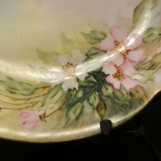 Limoges Bernardaud B&Co Oval Large Platter Artist HWL Pink Roses Gold 1900 - 1914 6