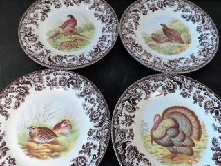 Set Of 4 Spode Woodland (bird) Dessert Plates