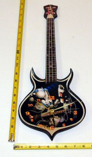 Kiss Band Gene Simmons Punisher Bass Guitar Clock Farewell Tour 2000
