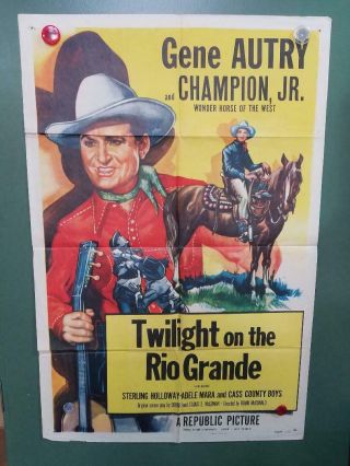 R1953 Twilight On The Rio Grande One Sheet Poster 27 " X41 " Gene Autry Champion Jr