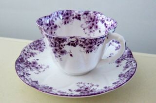 Shelley Mauve Dainty Tea Coffee Cup Saucer Bone China Teacup