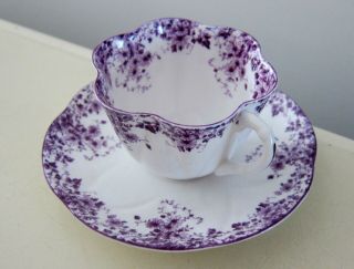 SHELLEY MAUVE DAINTY TEA COFFEE CUP SAUCER BONE CHINA teacup 2