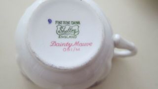 SHELLEY MAUVE DAINTY TEA COFFEE CUP SAUCER BONE CHINA teacup 4