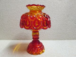 1x Moon And Stars Pattern Glass Le Smith Amberina Fairy Courting Candle Lamp 3pc