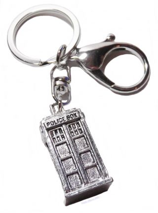 Doctor Who 3d Tardis Police Box Pewter Finish Metal Keychain