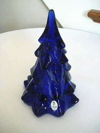Lovely Fenton Cobalt Blue Christmas Tree,  7.  25 Inches,  W/sticker