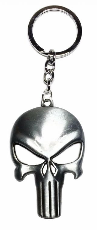 Punisher Skull Logo Silvertone Metal Keychain