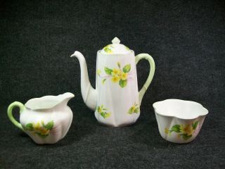 Shelley Primrose 3pc Porcelain Tea Set Fine Bone China Teapot Creamer Sugar