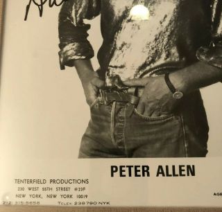 Peter Allen Autographed Photo 8 X 10 Framed Matted authenticated 3