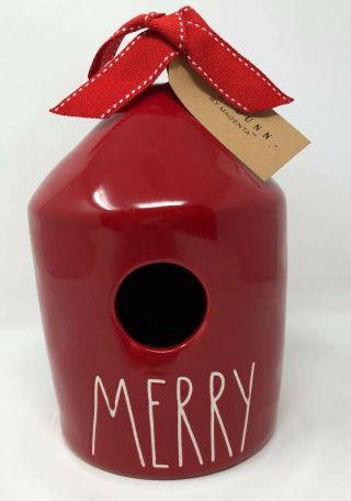 Rae Dunn Merry Red Round Birdhouse By Magenta Christmas Vhtf