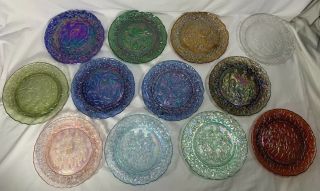 Complete 12 Twelve Days Of Christmas Plate Set Imperial Lenox Carnival Glass