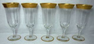 Tiffin Crystal Minton Pattern Gold Encrusted Parfait - Set Of 5 - 6 - 1/8 "