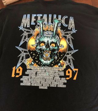 VTG Metallica T Shirt 1997 Tour Concert Pushead Zorlac Metal Anthrax Slayer XL 2