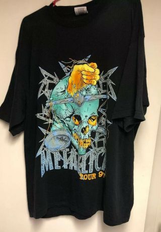 VTG Metallica T Shirt 1997 Tour Concert Pushead Zorlac Metal Anthrax Slayer XL 3
