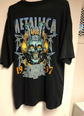 VTG Metallica T Shirt 1997 Tour Concert Pushead Zorlac Metal Anthrax Slayer XL 4