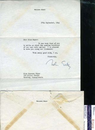 Nelson Eddy Jsa Hand Signed Letter Authentic Autograph
