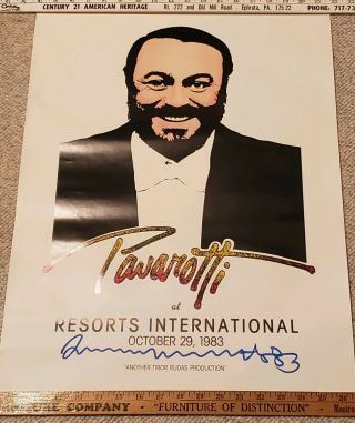 1983 Luciano Pavarotti Signed 18x24 Concert Poster