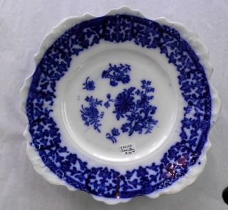 Flow Blue Cake Plate 10 1/2 " Sq.  - Unknown Maker - 1891 -