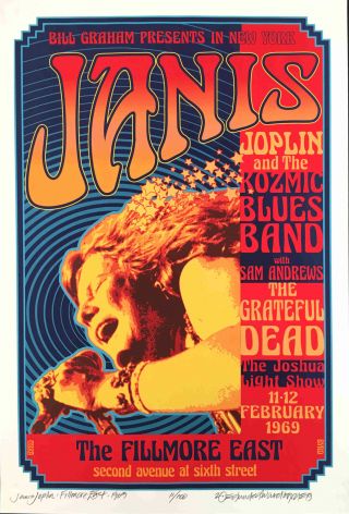 Janis Joplin Kozmic Blues Fillmore East Debut Poster Artist Series Sn David Byrd