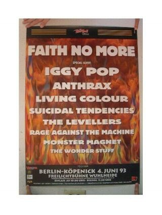 Faith No More Poster German Tour Iggy Pop Anthrax Living Colour