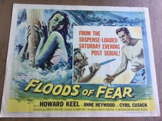 1959 22x28 Half Sheet Movie Lobby Movie Film Vtg Theater Poster Floods Of Fear