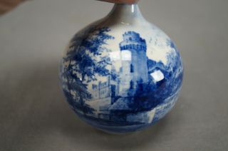Royal Bonn Delft Blue & White Castle Faience Miniature Vase Circa 1890 - 1920 7
