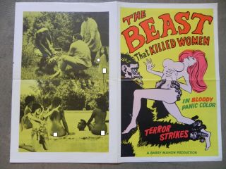 The Beast That Killed Women 1965 Pressbook Barry Mahon Horror