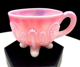 Northwood Dugan Glass Inverted Fan & Feather Pink Slag 2 3/8 " Punch Cup 1904