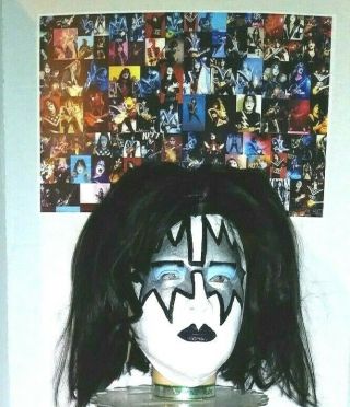Vtg Kiss Ace Frehley Mask Spaceman Wig Color Poster Collector Memorabilia
