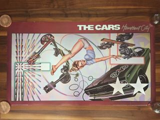 The Cars Heartbeat City 1984 Record Label Promo Poster - 48 " X 27 " - Rare/vg Cond.