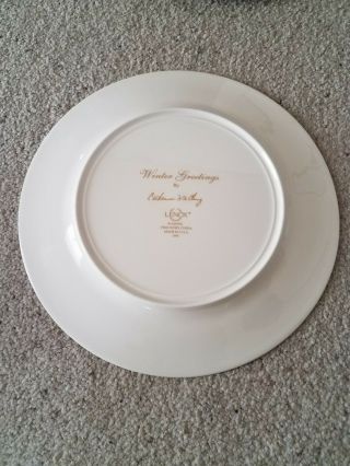 4 Lenox China winter greetings 11 inch round dinner plates made USA 2