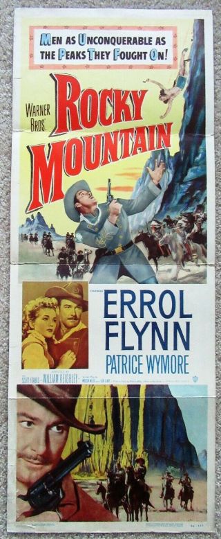 Rocky Mountain 1950 Insrt Movie Poster Fld Errol Flynn Ex