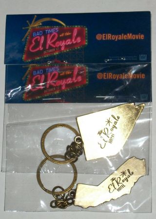 Bad Times At The El Royale Keychain Set Of 2 California & Nevada Movie Promos