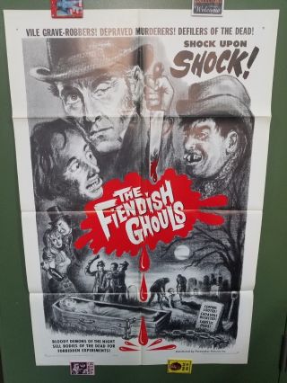 1965 The Fiendish Ghouls 27 " X41 " One Sheet Poster Peter Cushing Grave Rob Horror