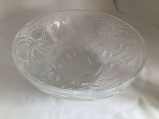 Lalique Pinsons Bowl Clear Frosted France 20th Century Finch Bird - Signed