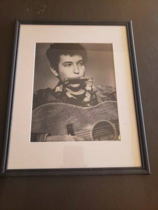 Framed Bob Dylan Hand Signed 8x10 Photo - Folk Rock Legend Autograph W/coa