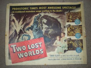Two Lost Worlds (1951) James Arness Half Sheet Horror