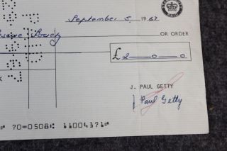 J.  Paul Getty Signed Autographed Cancelled Check American Industrialist Getty Oil 4