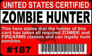 Zombie Hunter Plastic Id Card Drivers License For Fan Of The Walking Dead