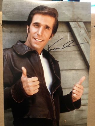 Authentic Henry Winkler Hand Signed 8x12 Photo The Fonz Happy Days Autograph